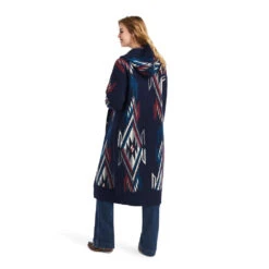 'Ariat' Women's Coatigan Chimayo Sweater - Navy Jacquard -inspired Pattern Created By The Artists At -Best Sportswear Store 10042144 back 1024x1024@2x
