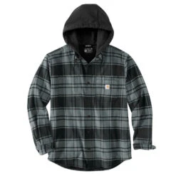 'Carhartt' Men's Rugged Flex® Flannel Fleece Lined Hooded Shirt Jac - Elm