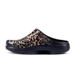 'OOFOS' Women's OOcloog Luxe Pixel Clog - Black / Black Leopard -Best Sportswear Store 1203BLKLEOPRD shot4 1024x1024@2x