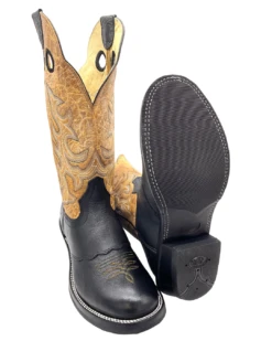 'Hondo Boots' Men's 14" Nubuck Bullhide Western Round Toe - Black / Tan -Best Sportswear Store 22845 1024x1024@2x