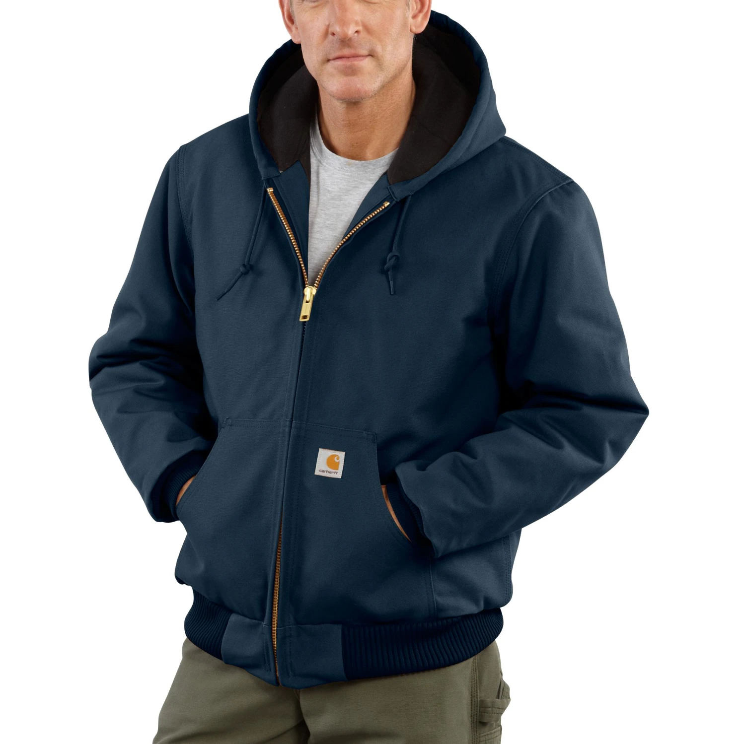 'Carhartt' Men's Loose Fit Firm Duck Insulated Flannel-Lined Active Jacket - Navy 3 'Carhartt' Men's Loose Fit Firm Duck Insulated Flannel-Lined Active Jacket - Navy
