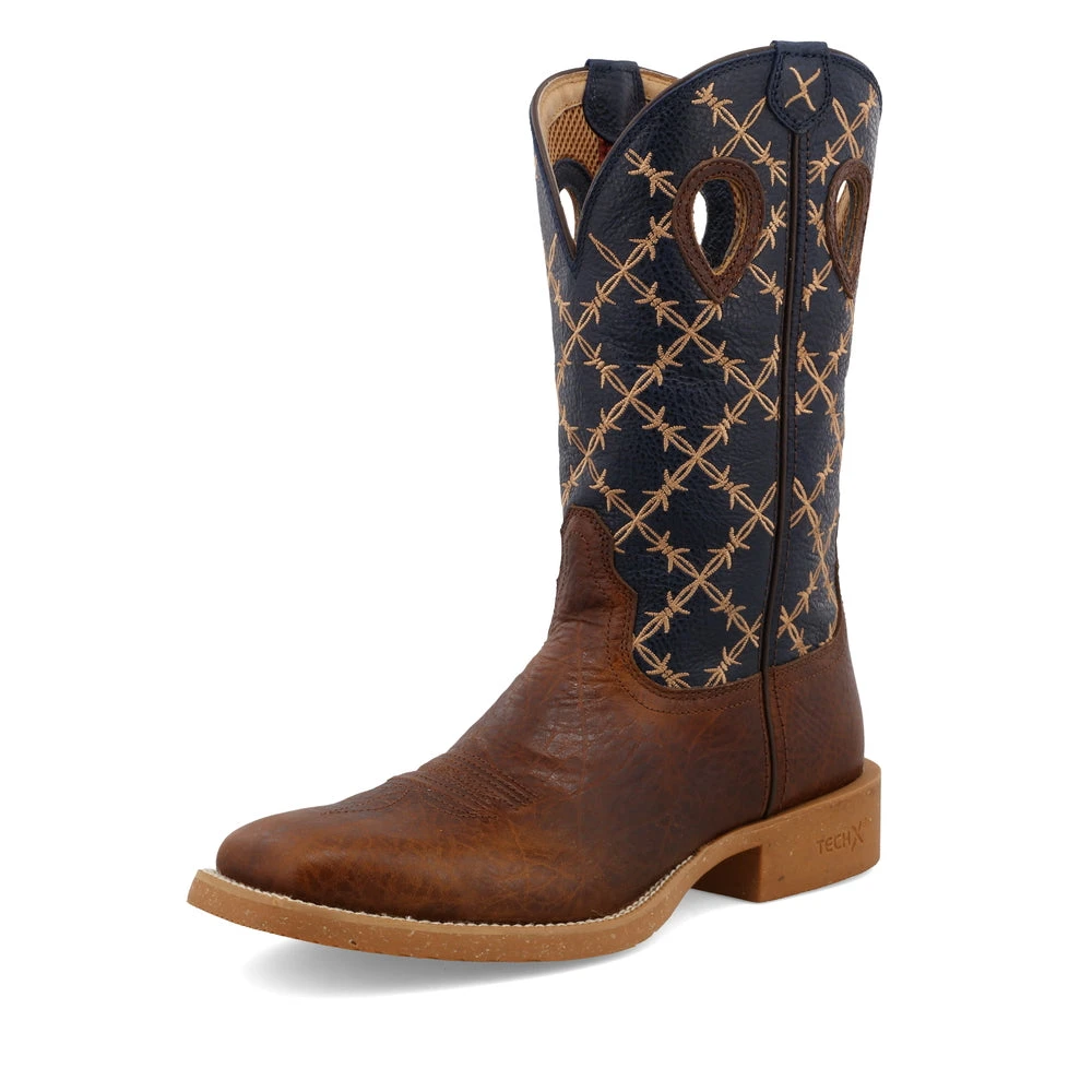 'Twisted X' Men's 12" Tech X Western Square Toe - Rustic Brown/ Navy 3 'Twisted X' Men's 12" Tech X Western Square Toe - Rustic Brown/ Navy