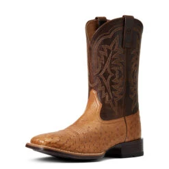 'Ariat' Men's 11" Night Life Ultra Western Square Toe - Ranger Smooth Quill Ostrich / Beam Brown -Best Sportswear Store S22 MNS WEST 10040345 3 4 front 1024x1024@2x