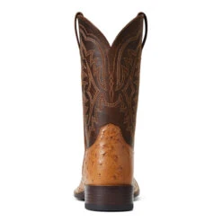 'Ariat' Men's 11" Night Life Ultra Western Square Toe - Ranger Smooth Quill Ostrich / Beam Brown -Best Sportswear Store S22 MNS WEST 10040345 heel 1024x1024@2x