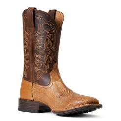 'Ariat' Men's 11" Night Life Ultra Western Square Toe - Ranger Smooth Quill Ostrich / Beam Brown -Best Sportswear Store S22 MNS WEST 10040345 medial 1024x1024@2x
